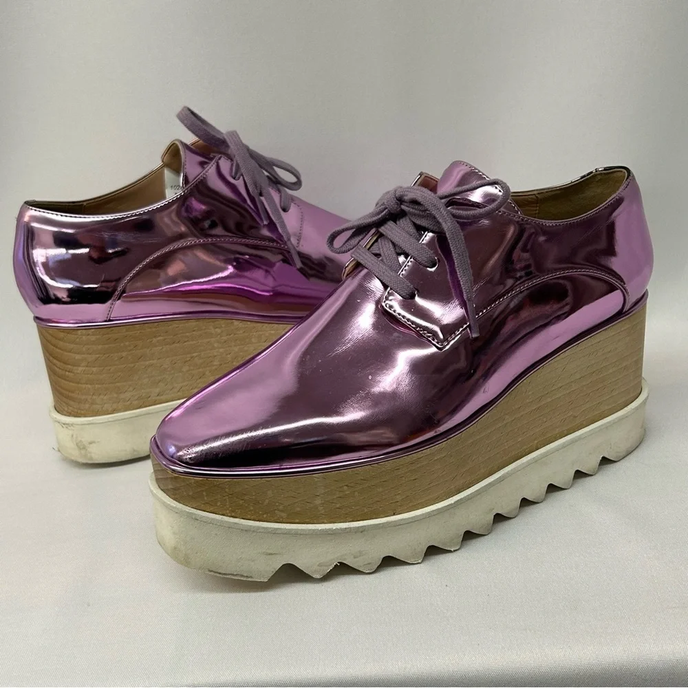 Stella McCartney Elyse Metallic Pink Platform Size 8 / 38 - Picture 2 of 15